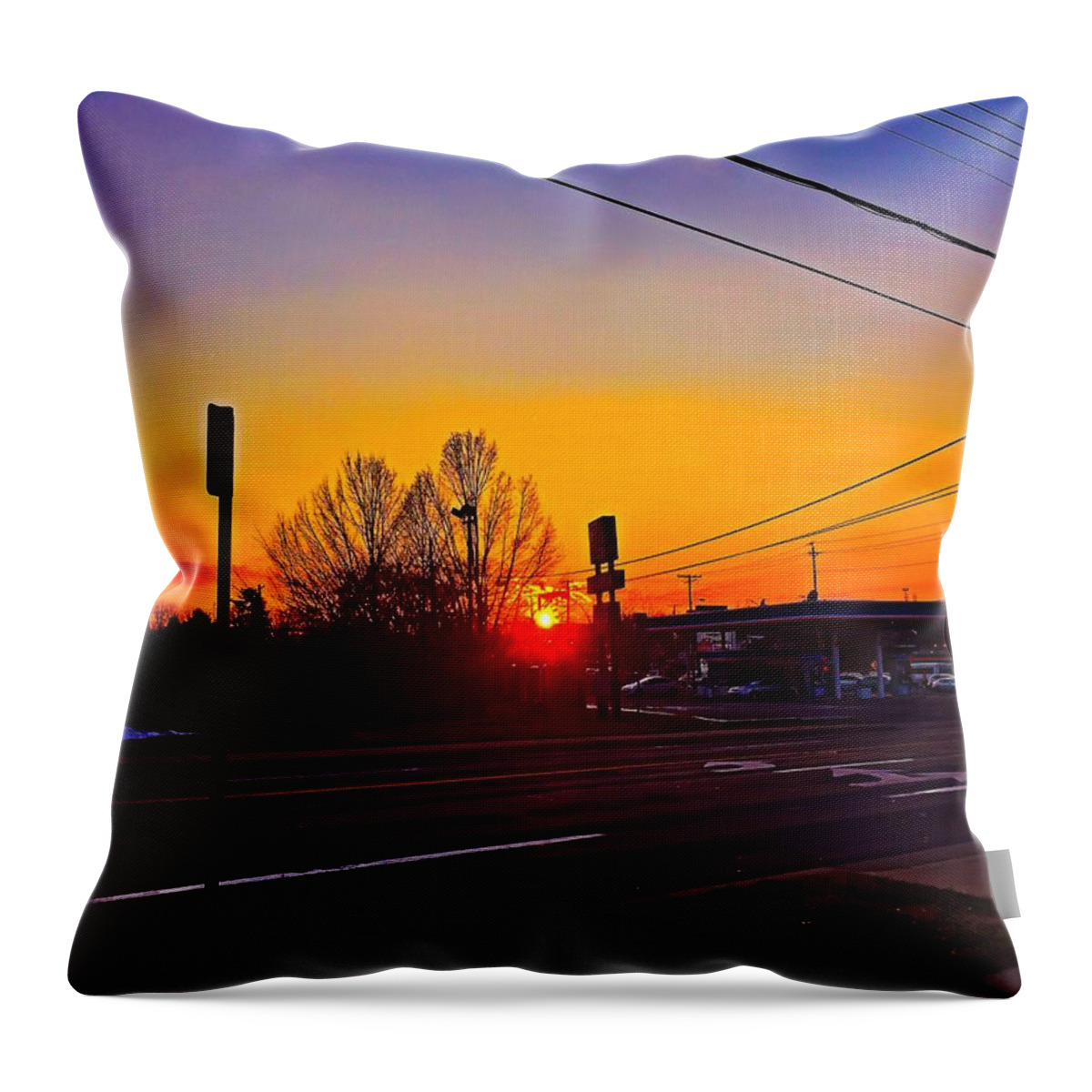 Sun Throw Pillow featuring the photograph Suburban Sunset by Chris Montcalmo