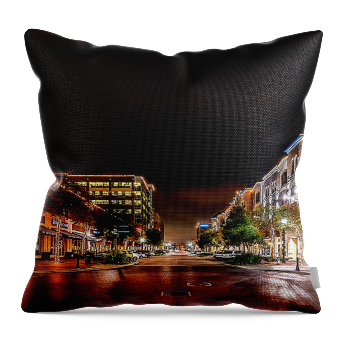 Sugar Land Town Center Throw Pillow featuring the photograph Sugar Land Town Square by David Morefield