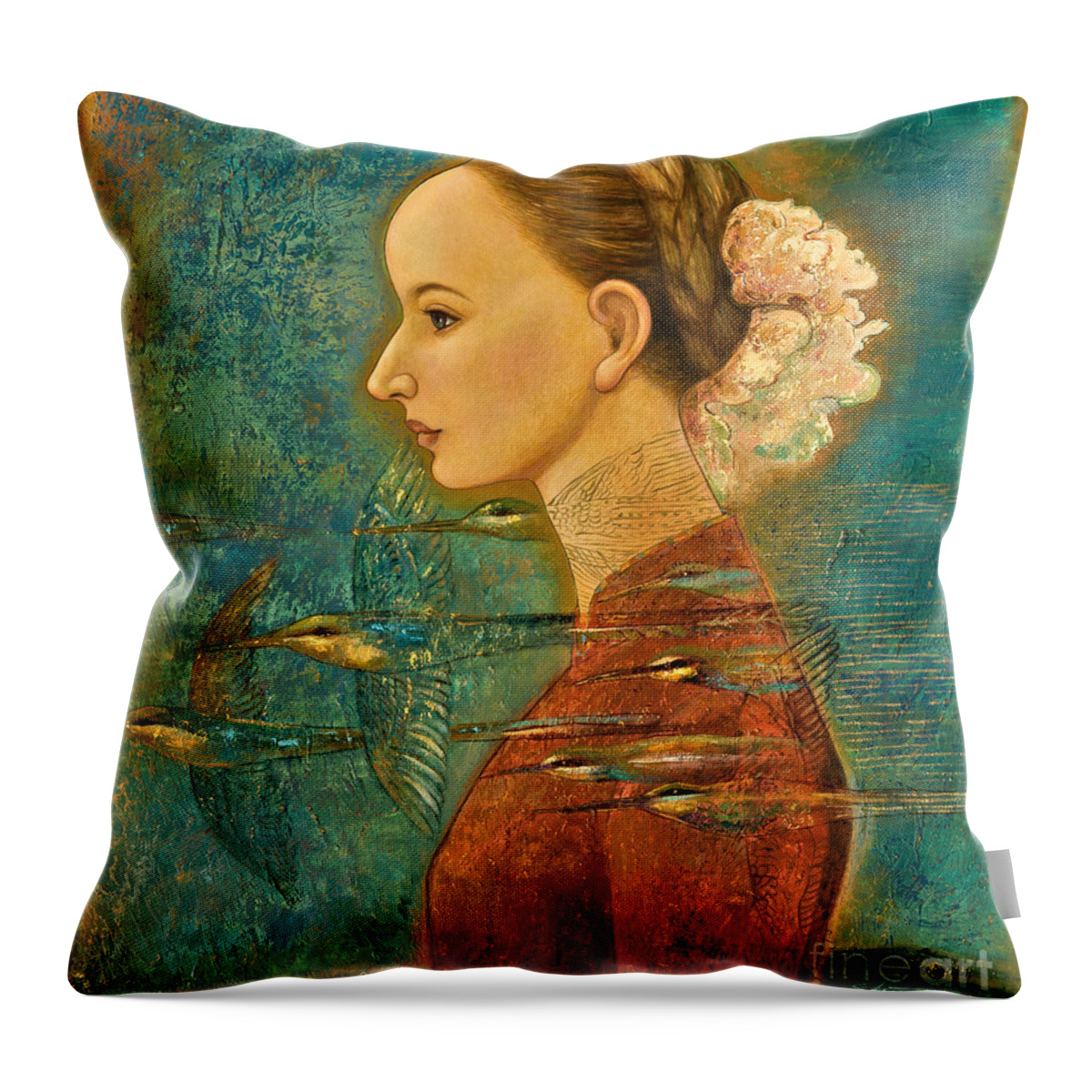 Figurative Throw Pillow featuring the painting Summer Song by Shijun Munns