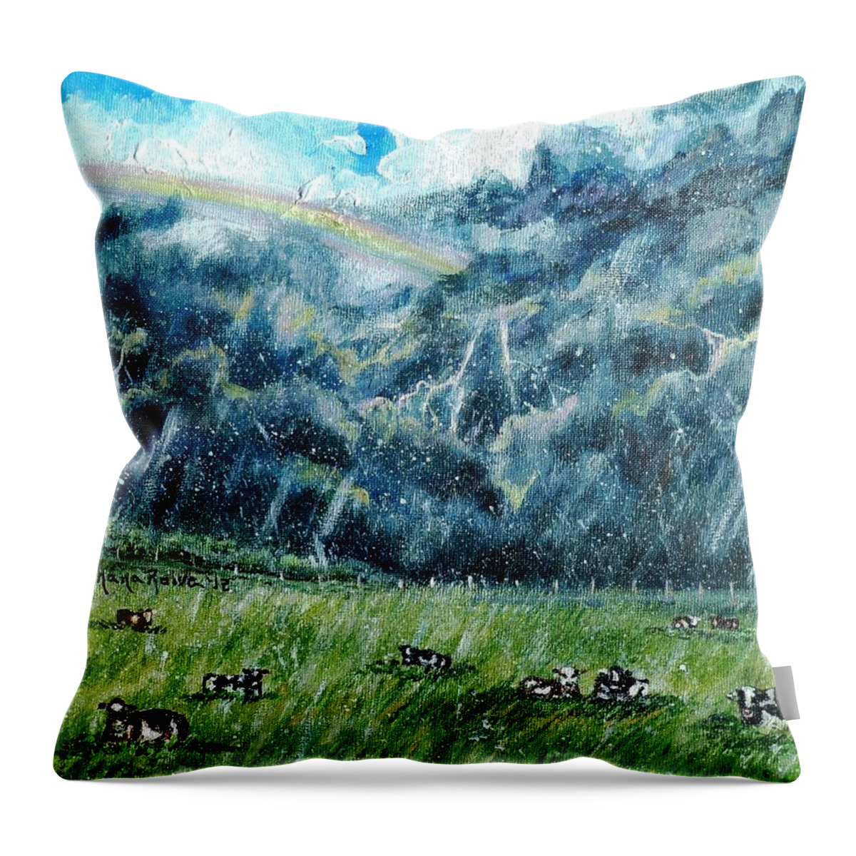Storm Throw Pillow featuring the painting Summer Storm by Shana Rowe Jackson