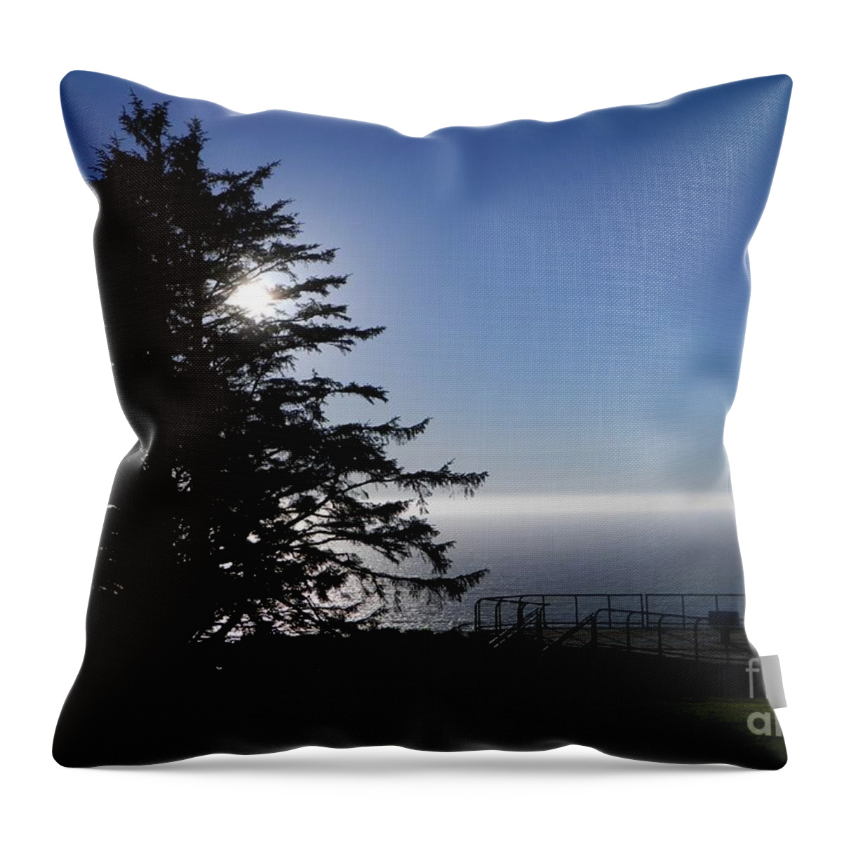 Sunset Throw Pillow featuring the photograph Sun Behind Tree by Gallery Of Hope 