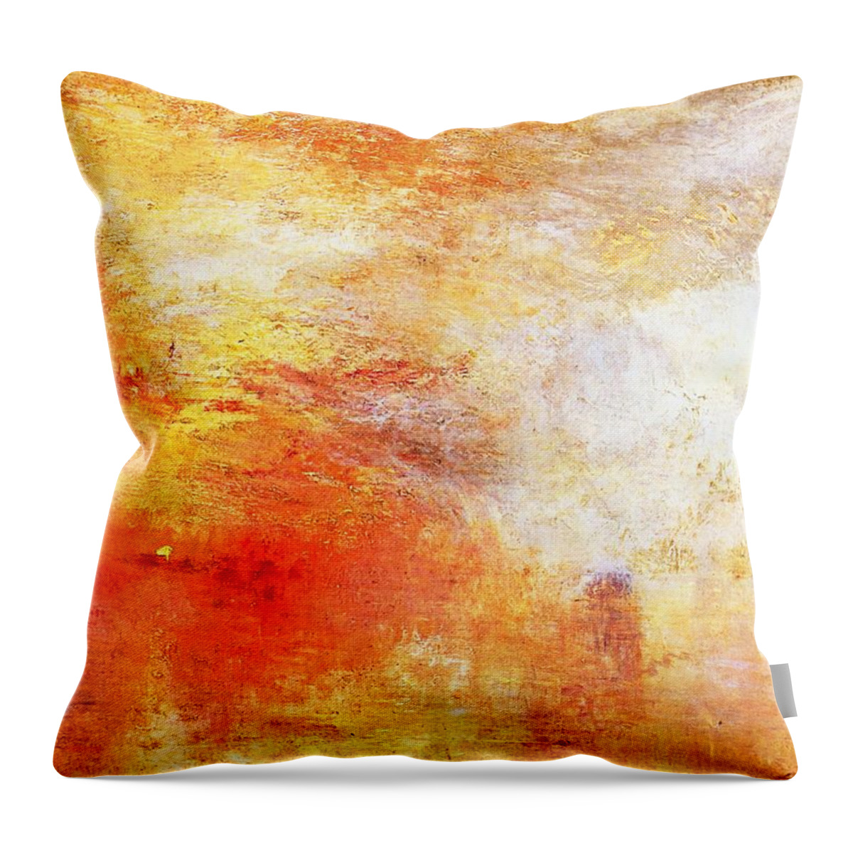 Joseph Mallord William Turner Throw Pillow featuring the painting Sun Setting Over A Lake by William Turner