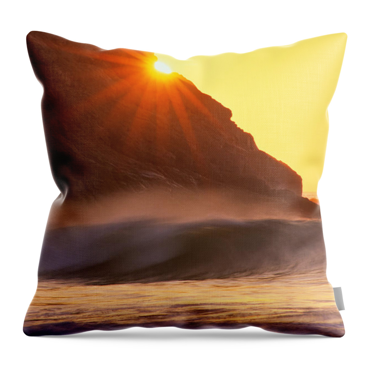 Sun Star Throw Pillow featuring the photograph Sun Star Singing Beach by Michael Hubley