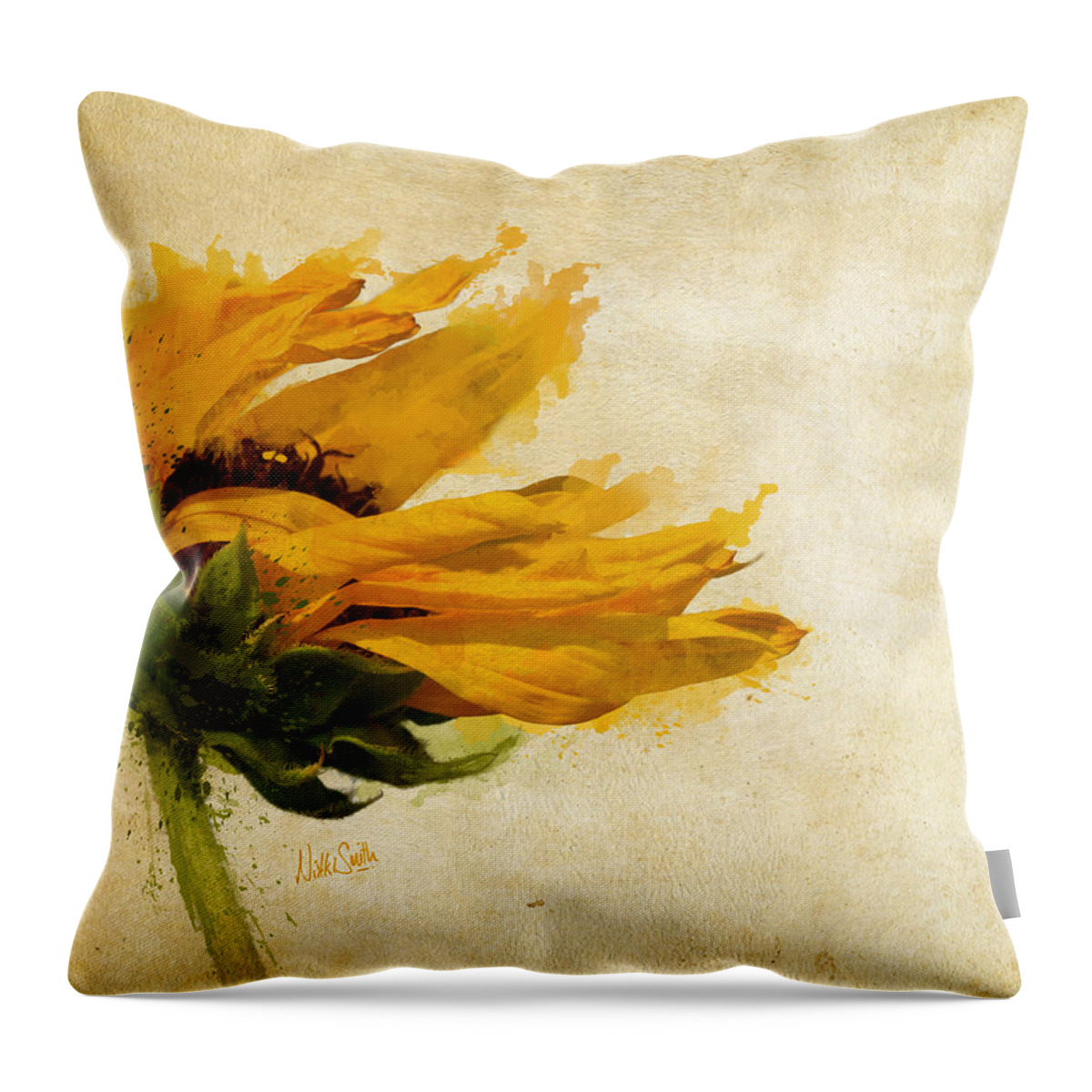 Sunflower Throw Pillow featuring the digital art Sunflower Breezes by Nikki Marie Smith