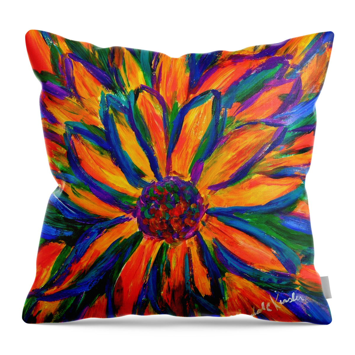 Sunflower Throw Pillow featuring the painting Sunflower Burst by Kendall Kessler