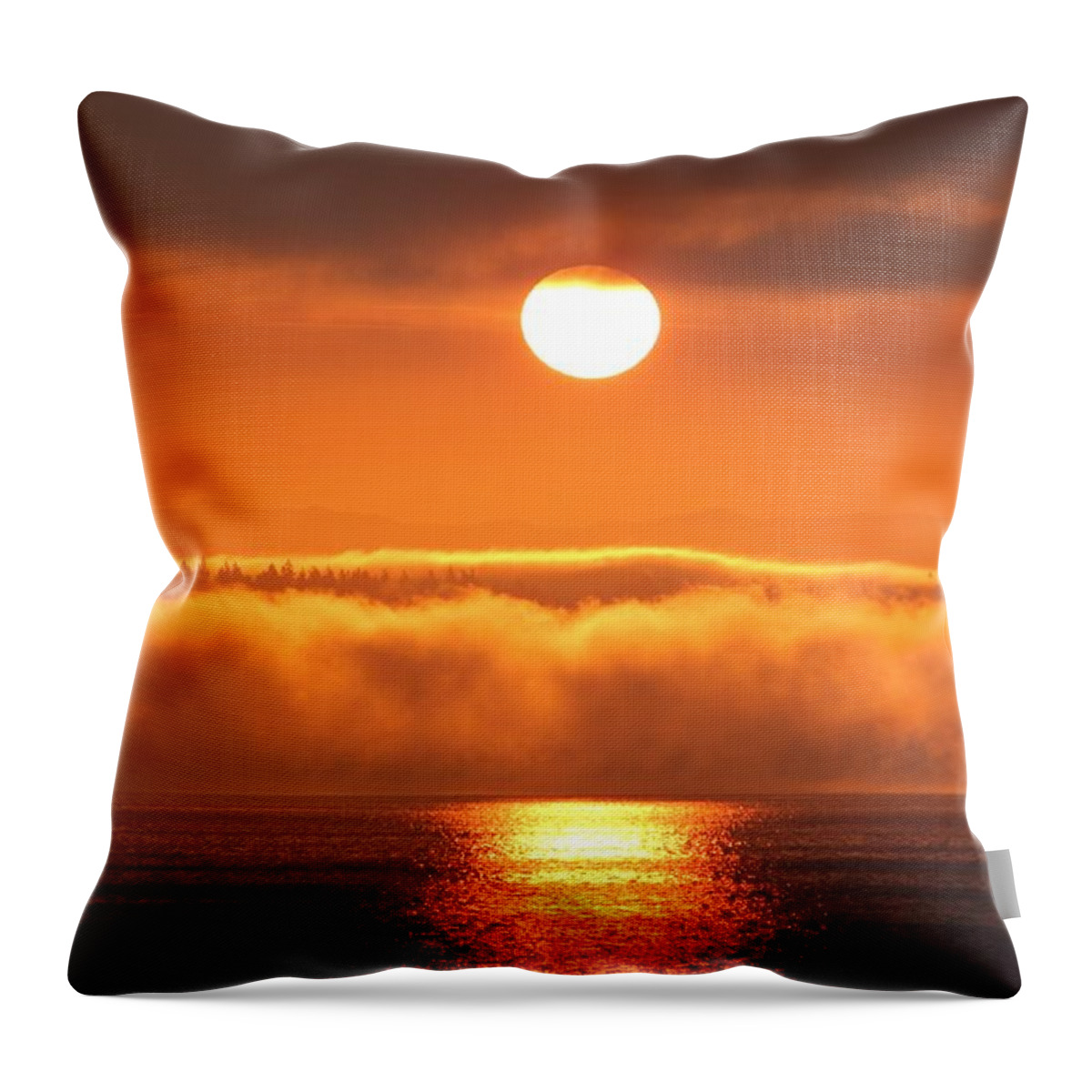 Sunrise Throw Pillow featuring the photograph Sunrise and Fog by E Faithe Lester
