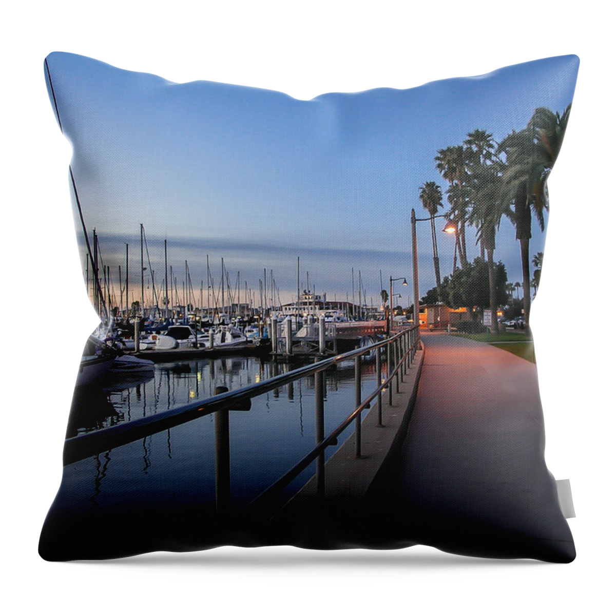 Sunrise Throw Pillow featuring the photograph Sunrise Over Santa Barbara Marina by Tom Mc Nemar