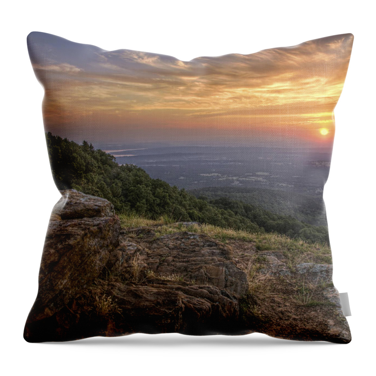 Mt. Nebo Throw Pillow featuring the photograph Sunrise Point from Mt. Nebo - Arkansas by Jason Politte