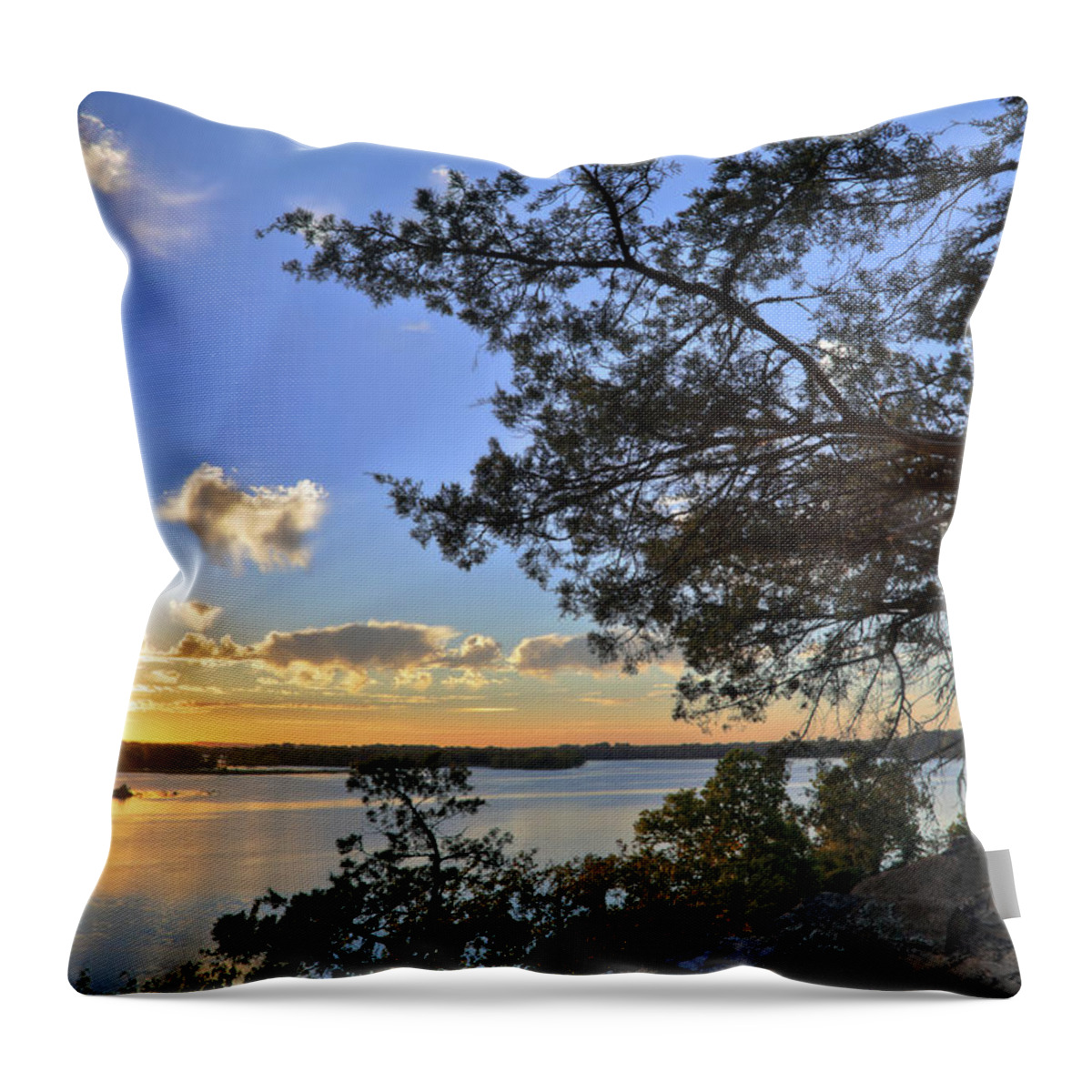 Sunset Throw Pillow featuring the photograph Sunset at Cadron Settlement Park - Conway - Arkansas by Jason Politte