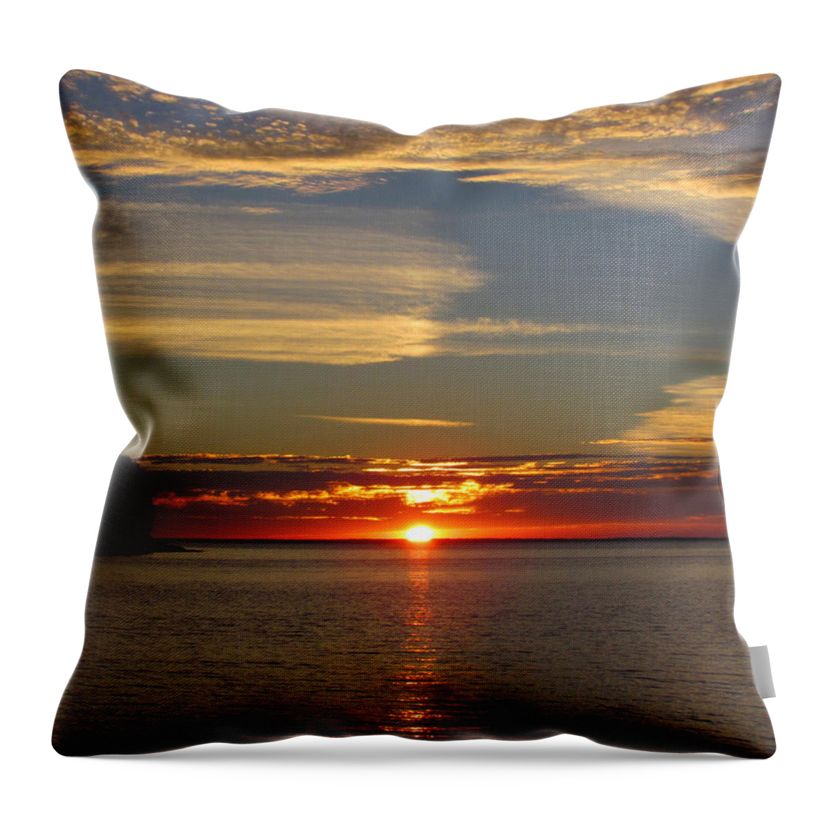 Sunset Throw Pillow featuring the photograph Sunset at Little Sister Bay by David T Wilkinson