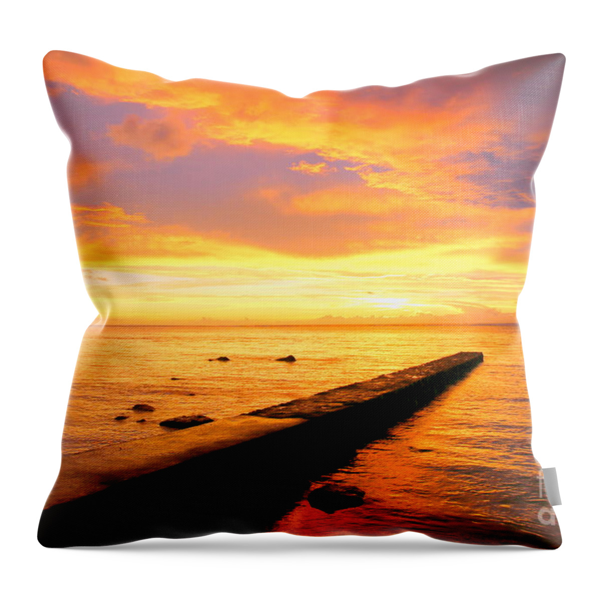 Sunset Throw Pillow featuring the photograph Sunset at Mauritius by Amanda Mohler