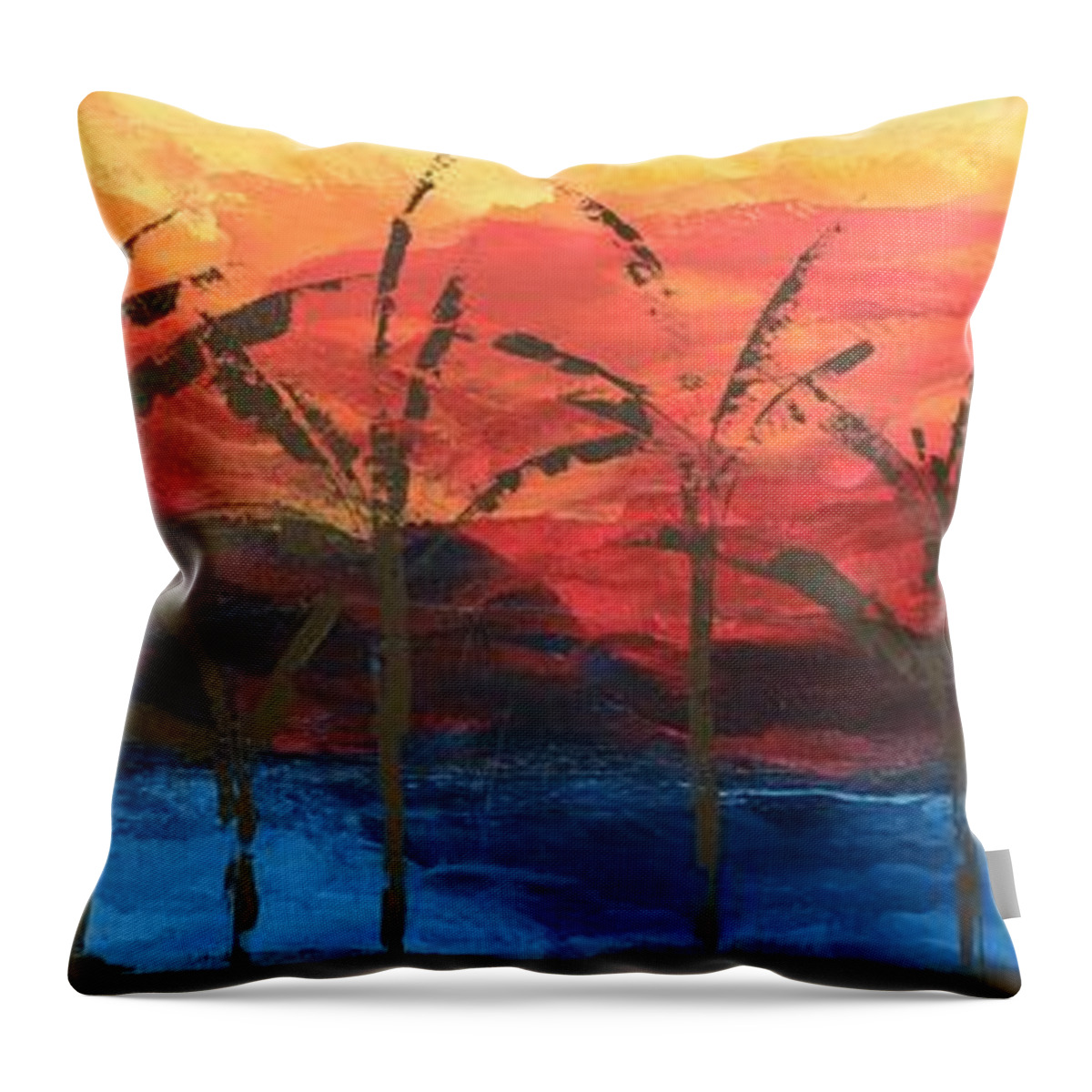 Sunset Beach Throw Pillow featuring the painting Sunset Beach by Linda Bailey