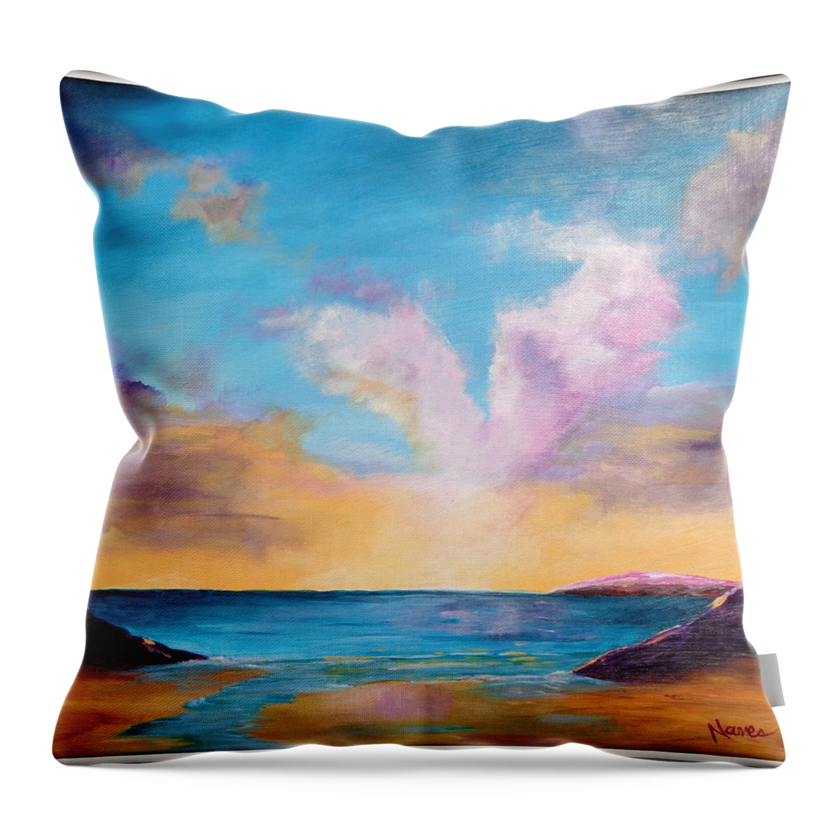 Sunset Painting Throw Pillow featuring the painting Sunset Cove by Deborah Naves