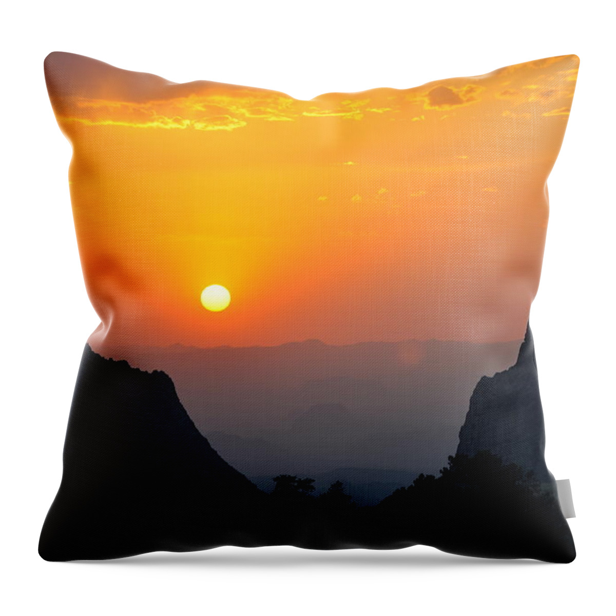 Orange Throw Pillow featuring the photograph Sunset in Big Bend National Park by Frank Madia