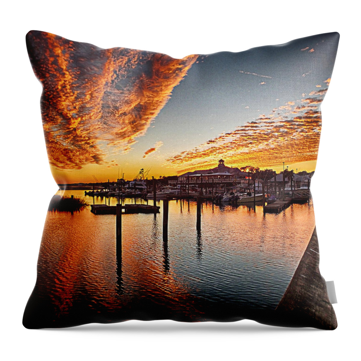 Sunset Throw Pillow featuring the photograph Sunset in Murells Inlet by Bill Barber