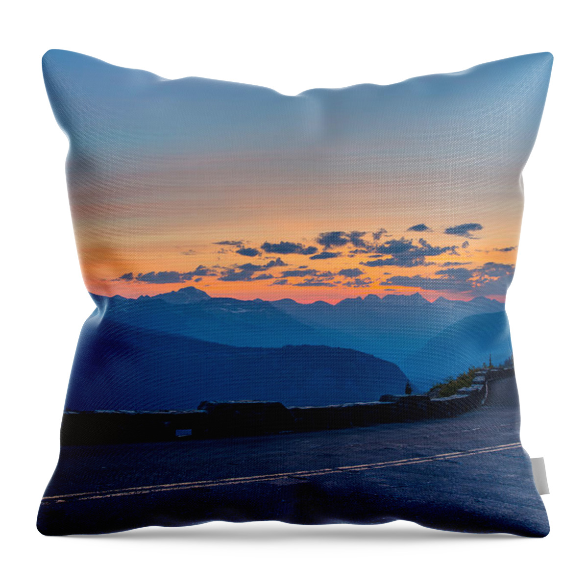 Going To The Sun Road Throw Pillow featuring the photograph Sunset on Going-to-the-Sun Road by Adam Mateo Fierro
