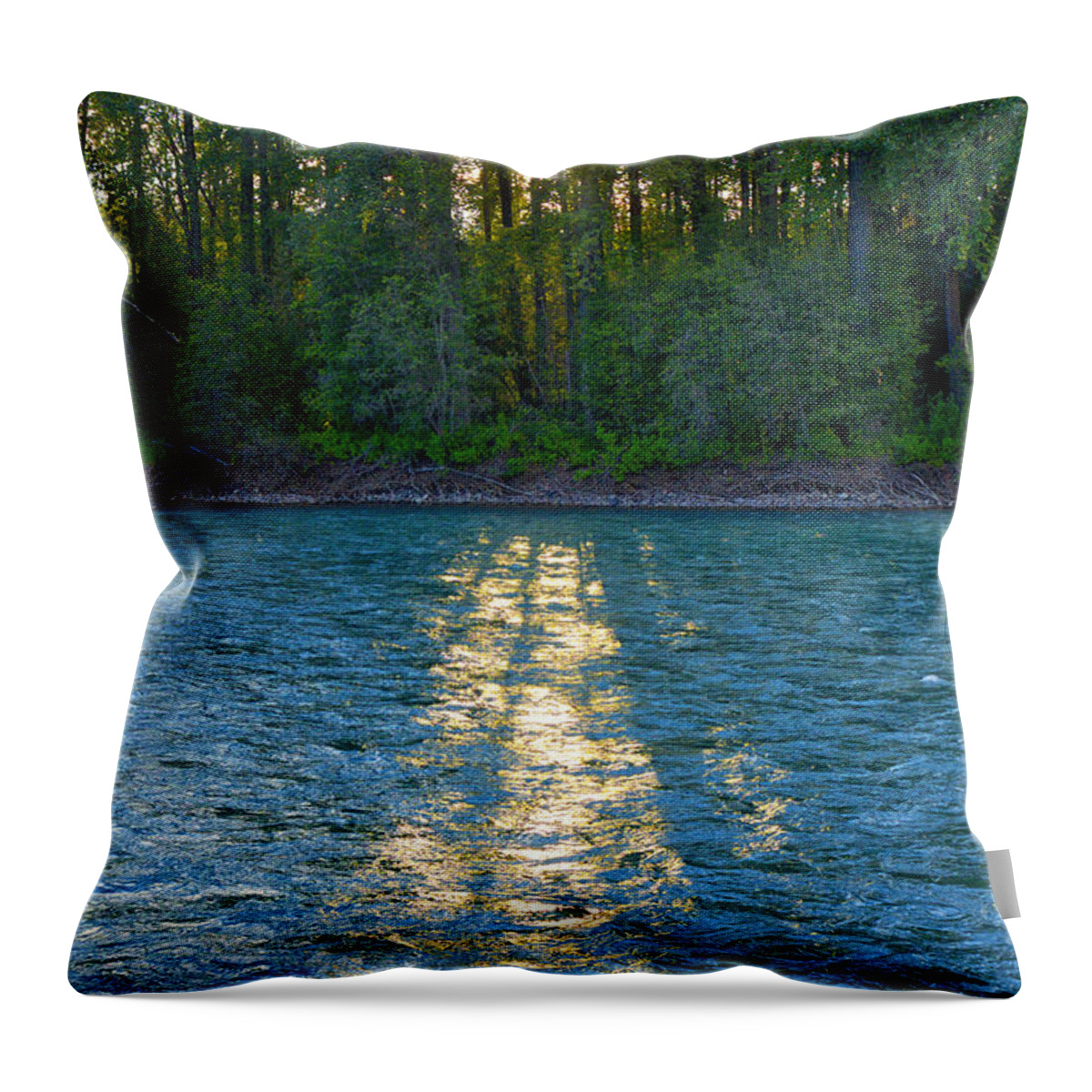 Landscapes Throw Pillow featuring the photograph Sunset on the Bulkley by Mary Lee Dereske