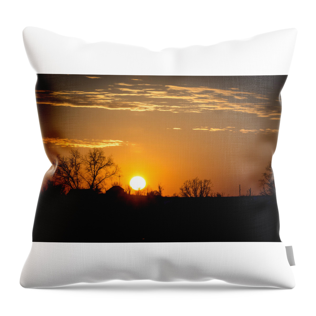 Sunset Throw Pillow featuring the photograph Sunset Over the Distant Farm by Holden The Moment