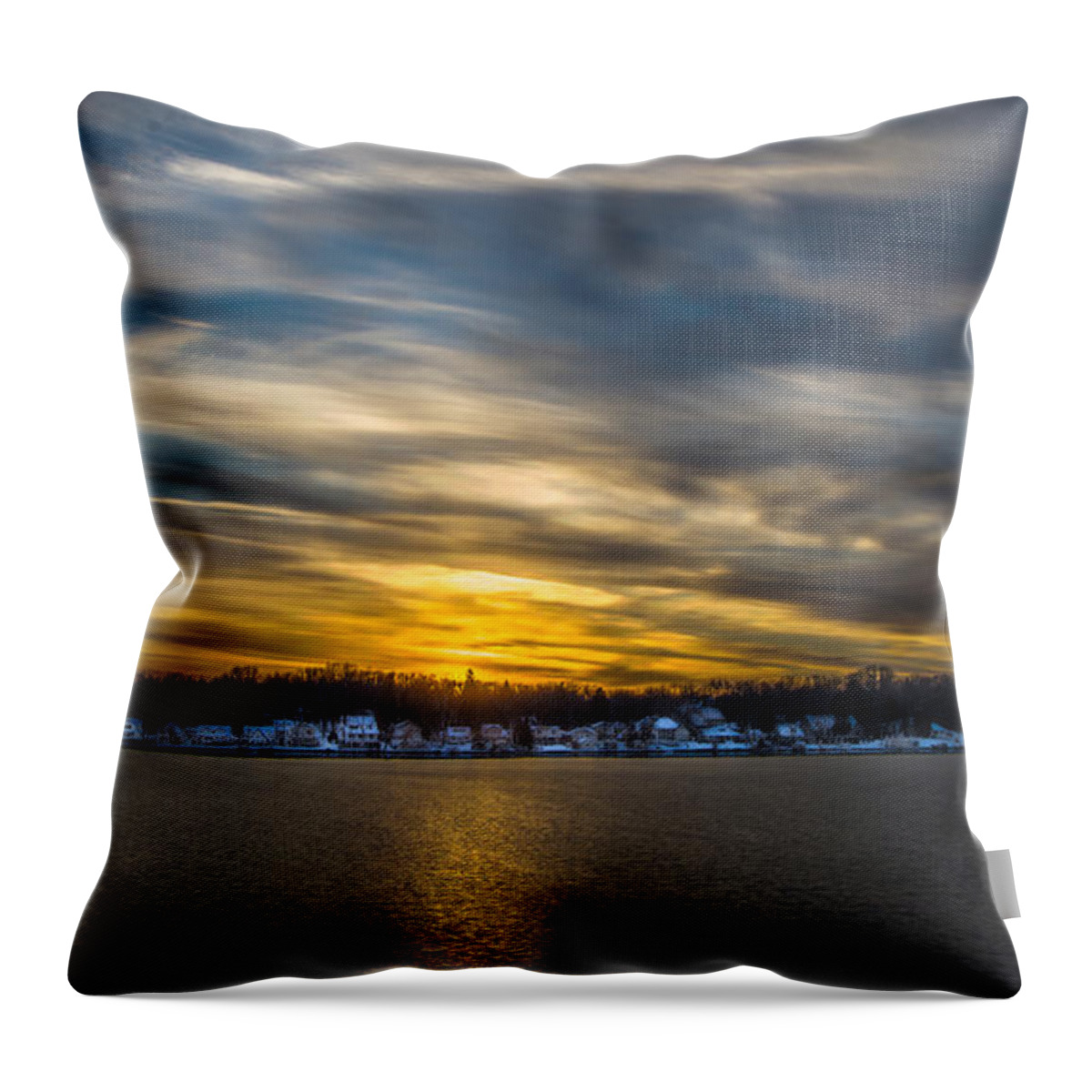 2012 Throw Pillow featuring the photograph Sunset Over Snow Covered Village by Randy Scherkenbach
