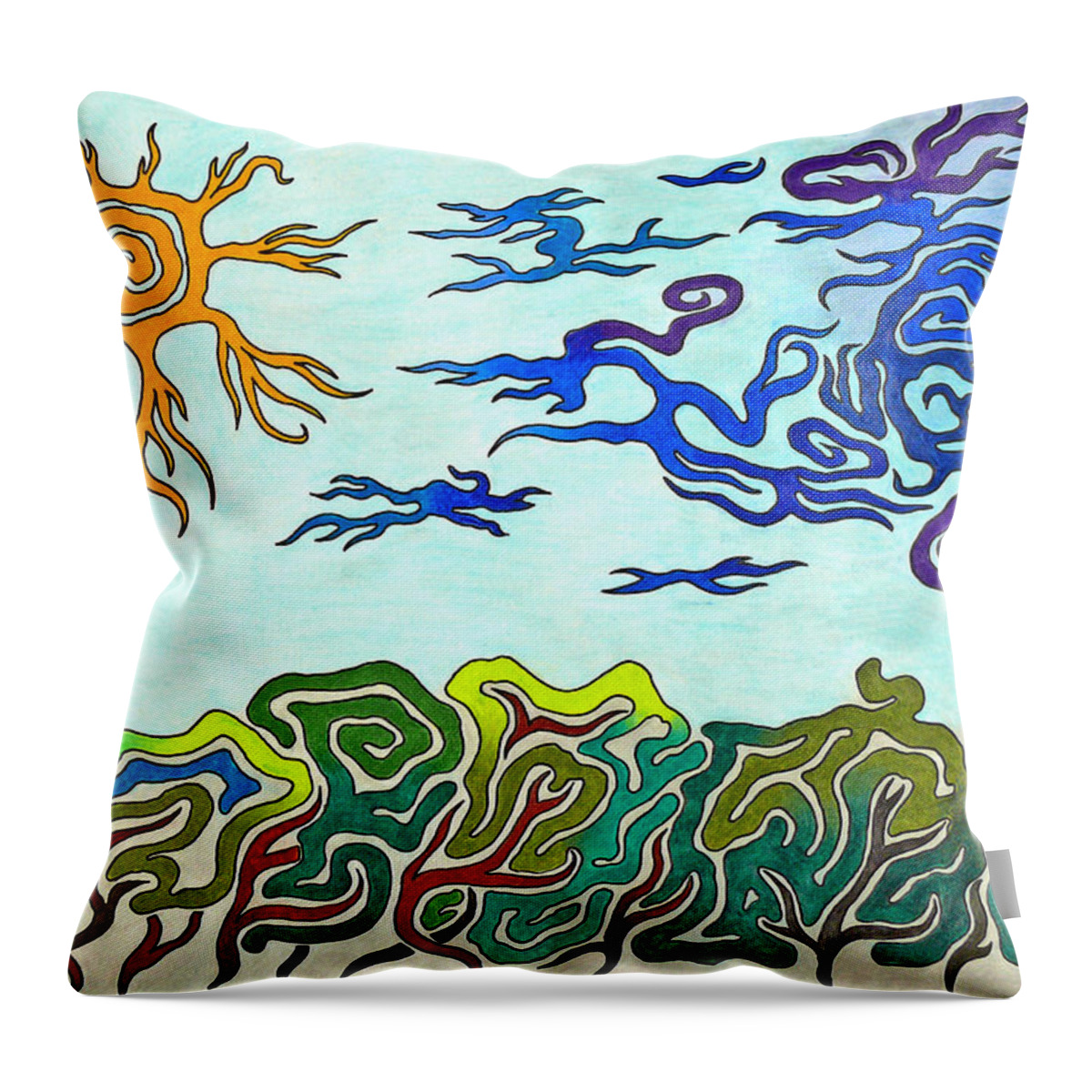 Thunderstorm Throw Pillow featuring the drawing Sunshine After Thunderstorm by Andreas Berthold