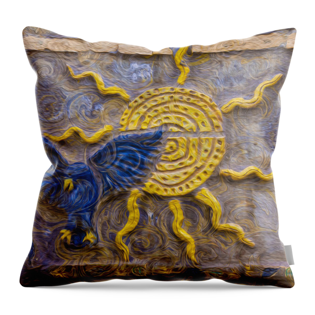 Sunshine Throw Pillow featuring the painting Sunshine Loving a Bluebird by Omaste Witkowski
