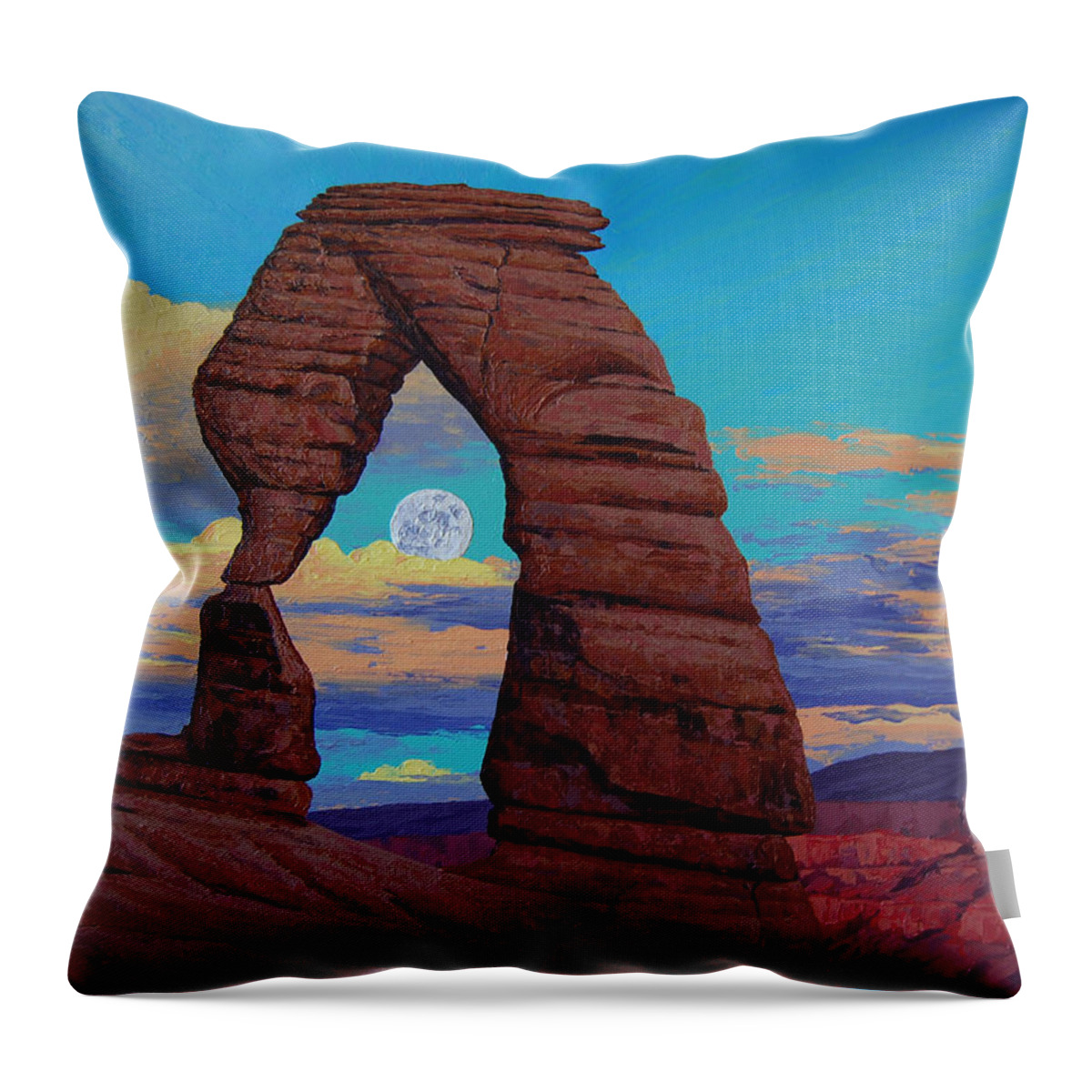 Arches National Monument Throw Pillow featuring the painting Super Moon by Cheryl Fecht