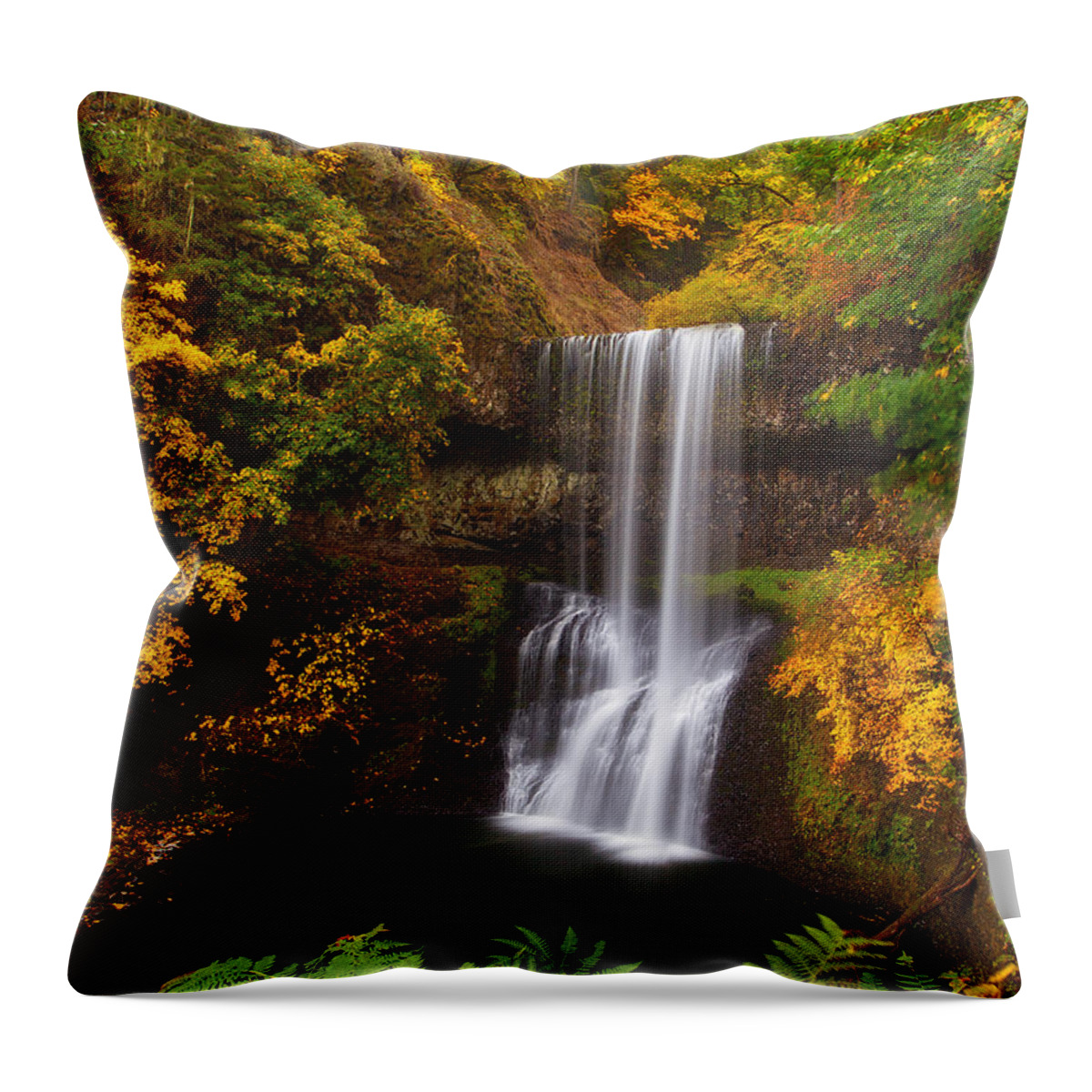 Waterfall Throw Pillow featuring the photograph Surrounded By Fall by Darren White