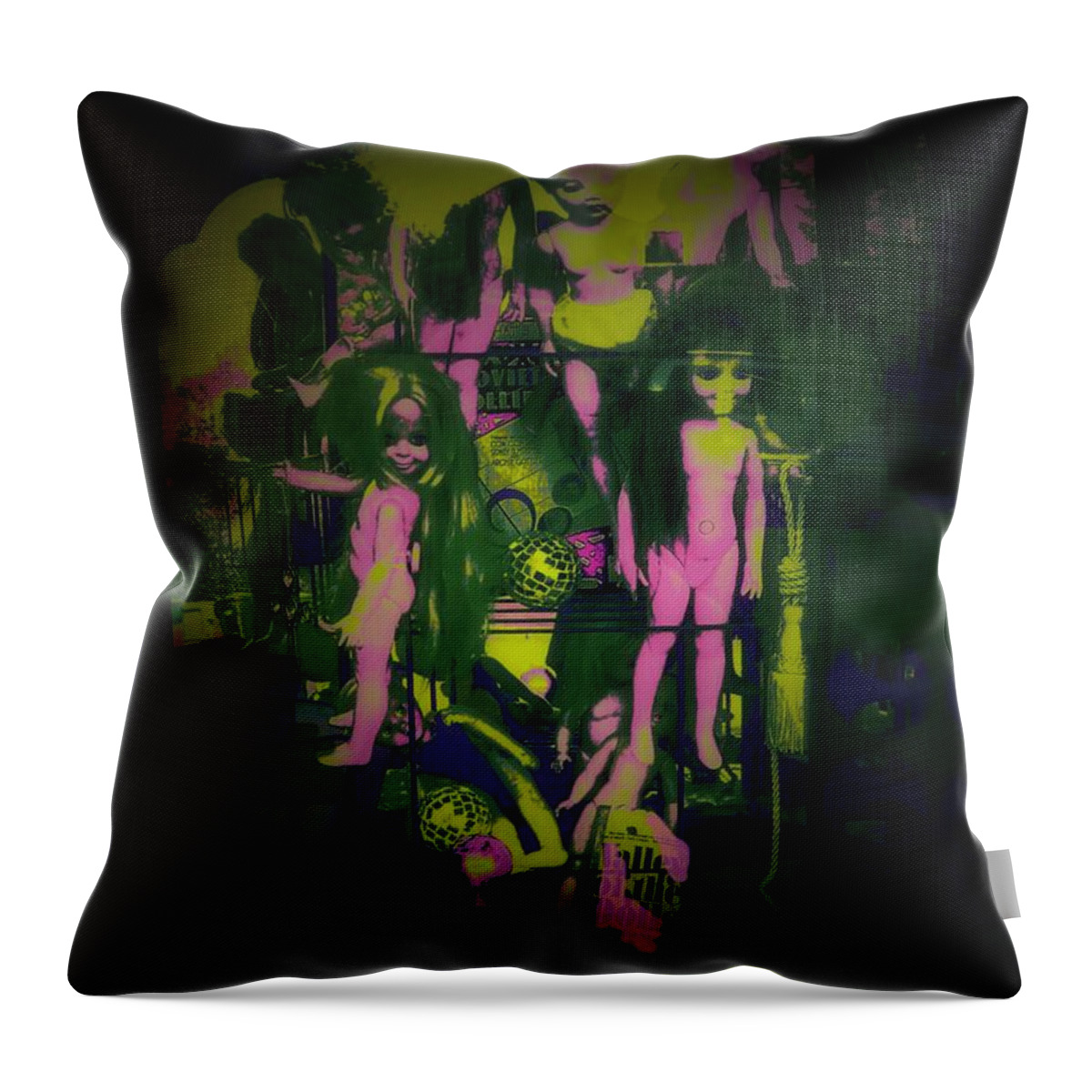 Plastic Dolls Throw Pillow featuring the photograph Suzy's Internalized Brooding by Laureen Murtha Menzl