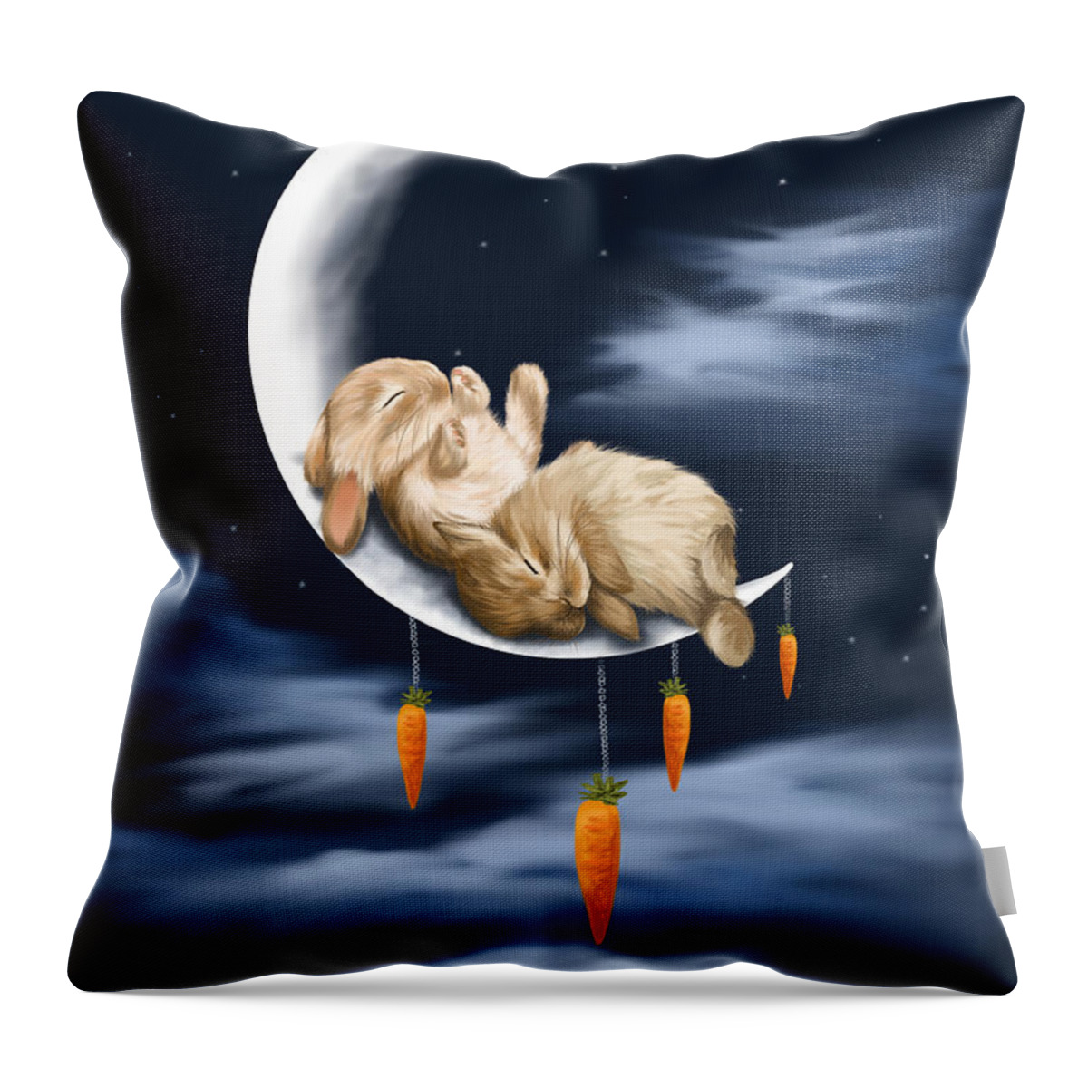 Bunnies Throw Pillow featuring the painting Sweet dreams by Veronica Minozzi