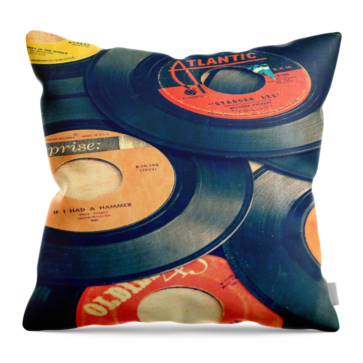 45s Throw Pillow featuring the photograph Take Those Old Records Off The Shelf by Edward Fielding