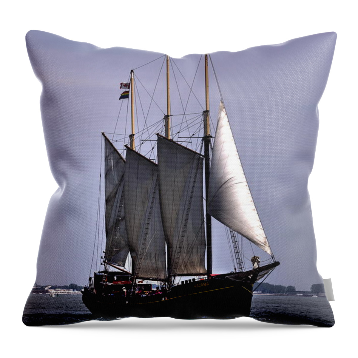 Tall Ship Throw Pillow featuring the photograph Tall Ship Kajama by Nicky Jameson