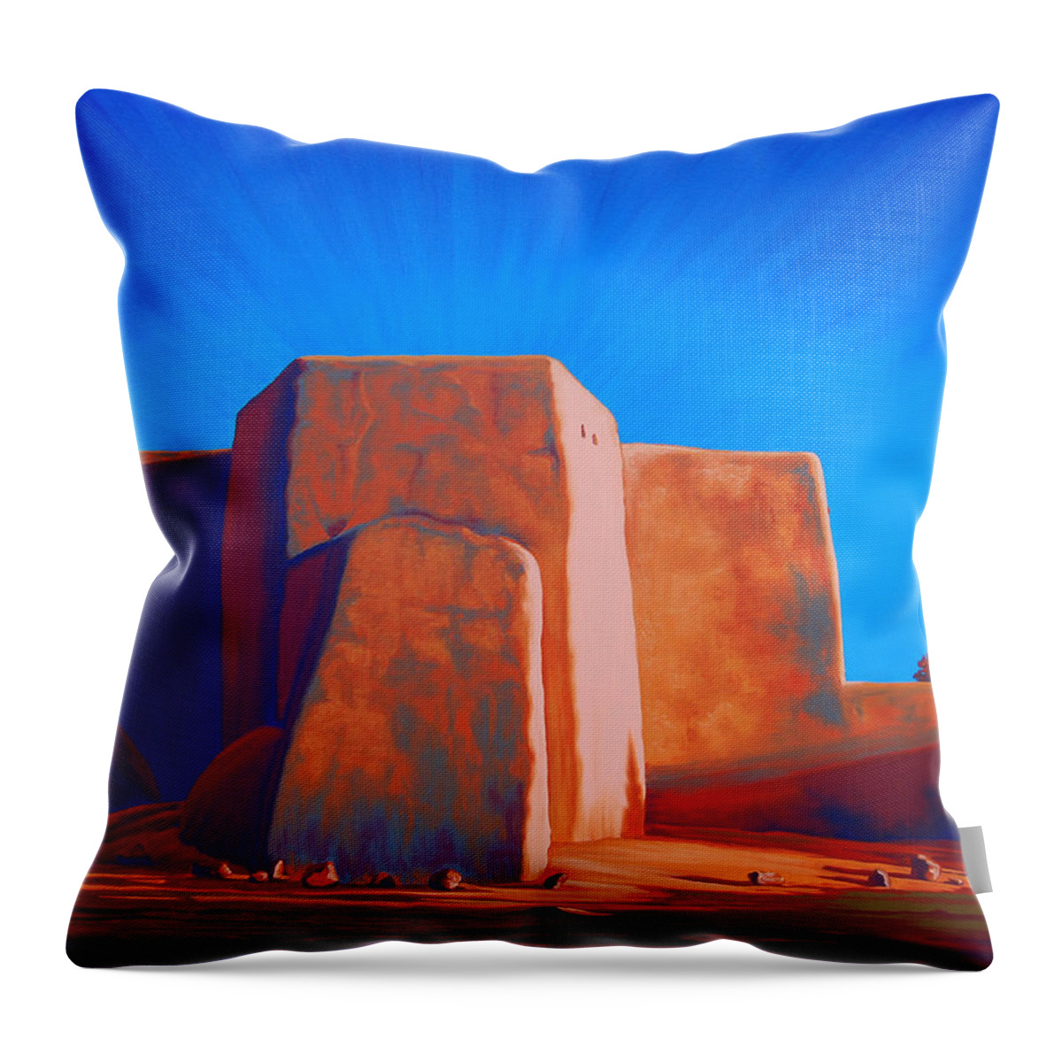 Taos Throw Pillow featuring the painting Taos by Cheryl Fecht