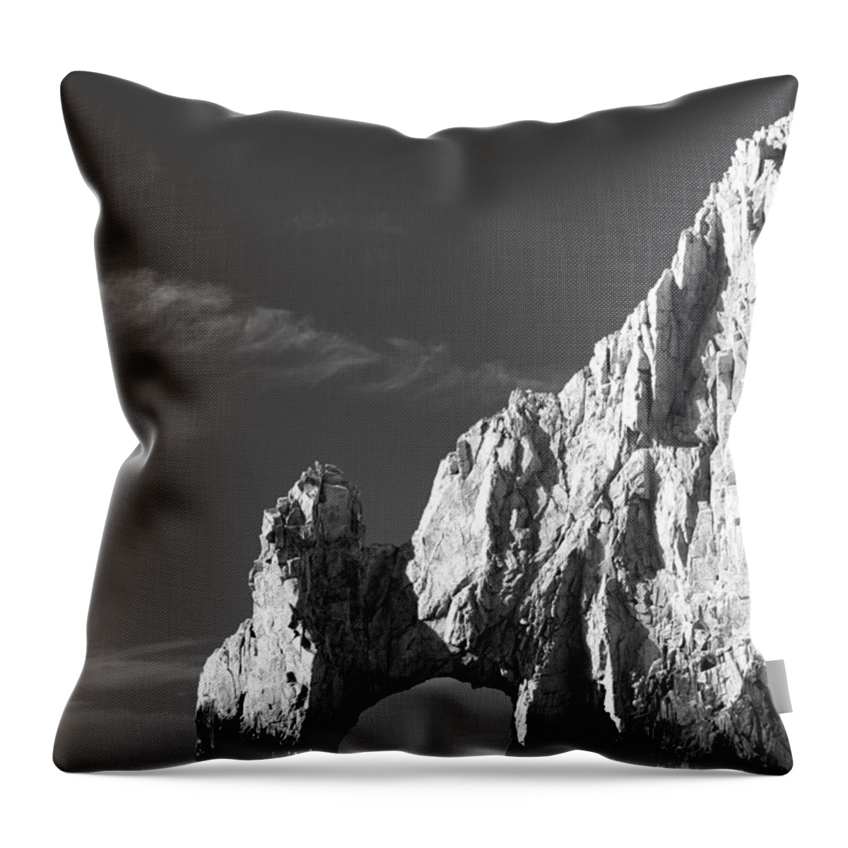 Los Cabos Throw Pillow featuring the photograph The Arch in Black and White by Sebastian Musial