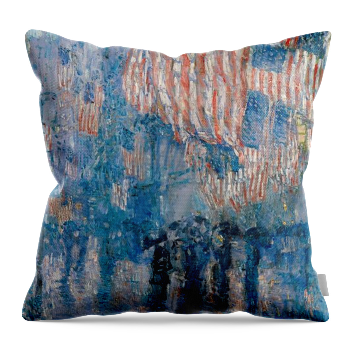 The Avenue In The Rain Throw Pillow featuring the painting The Avenue in the Rain by Georgia Fowler