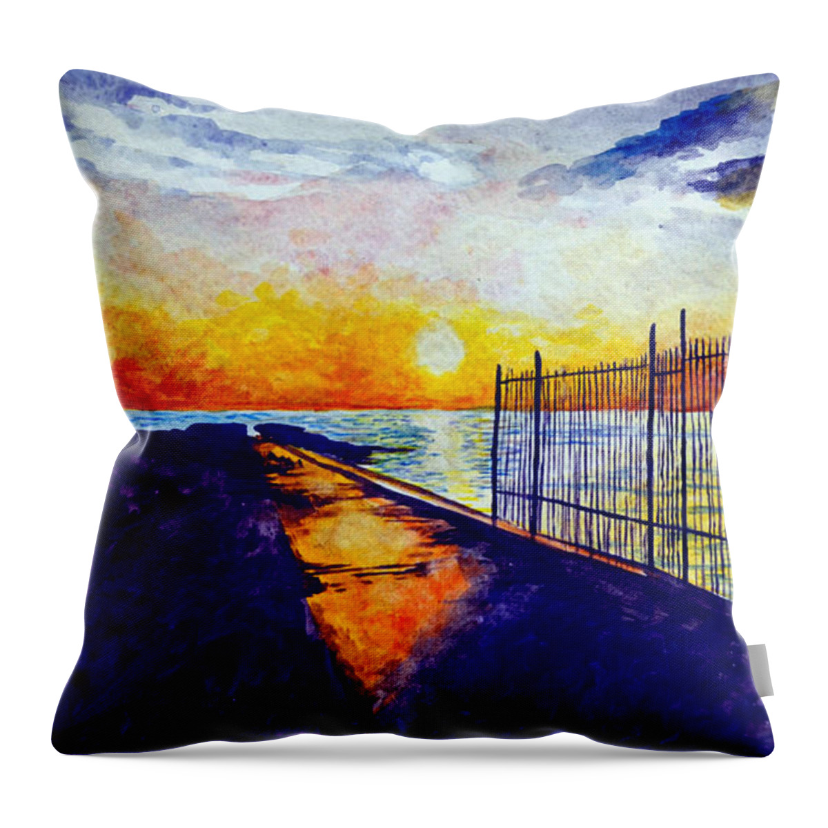 Bay Throw Pillow featuring the painting The Bay by Christopher Shellhammer