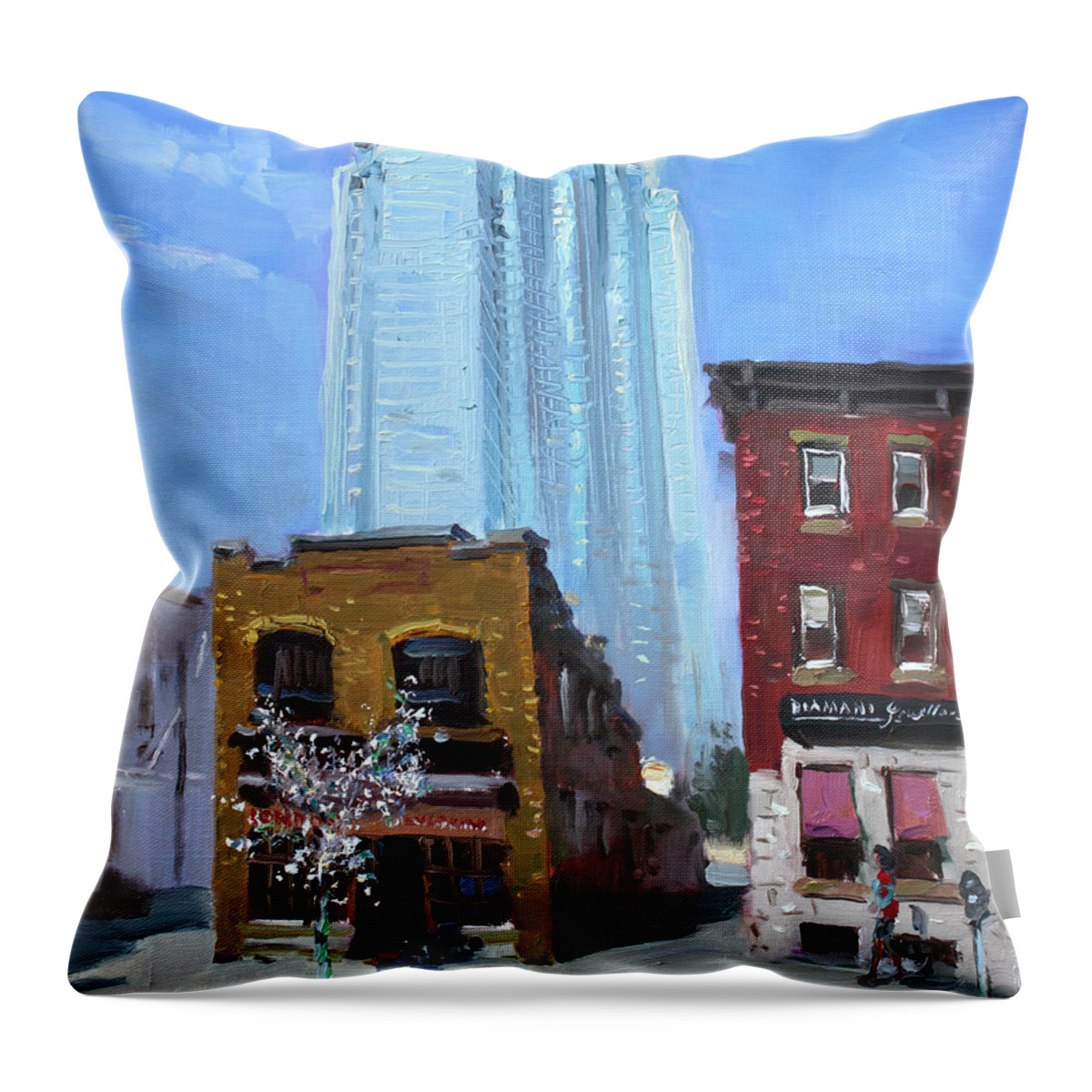London Canada Throw Pillow featuring the painting The Beauty n' the Background in London Canada by Ylli Haruni