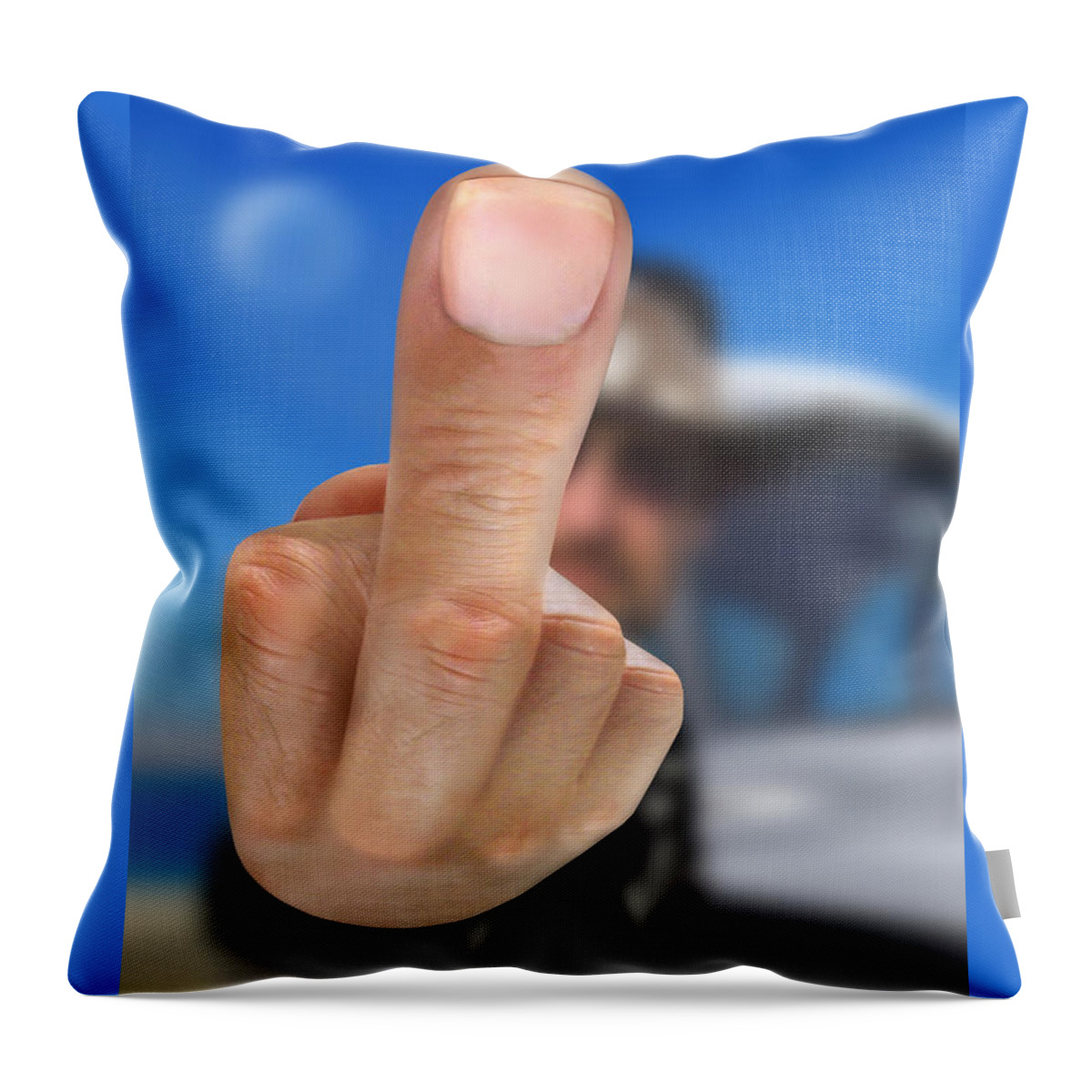 The Finger Throw Pillow featuring the photograph The Bird by Mike McGlothlen