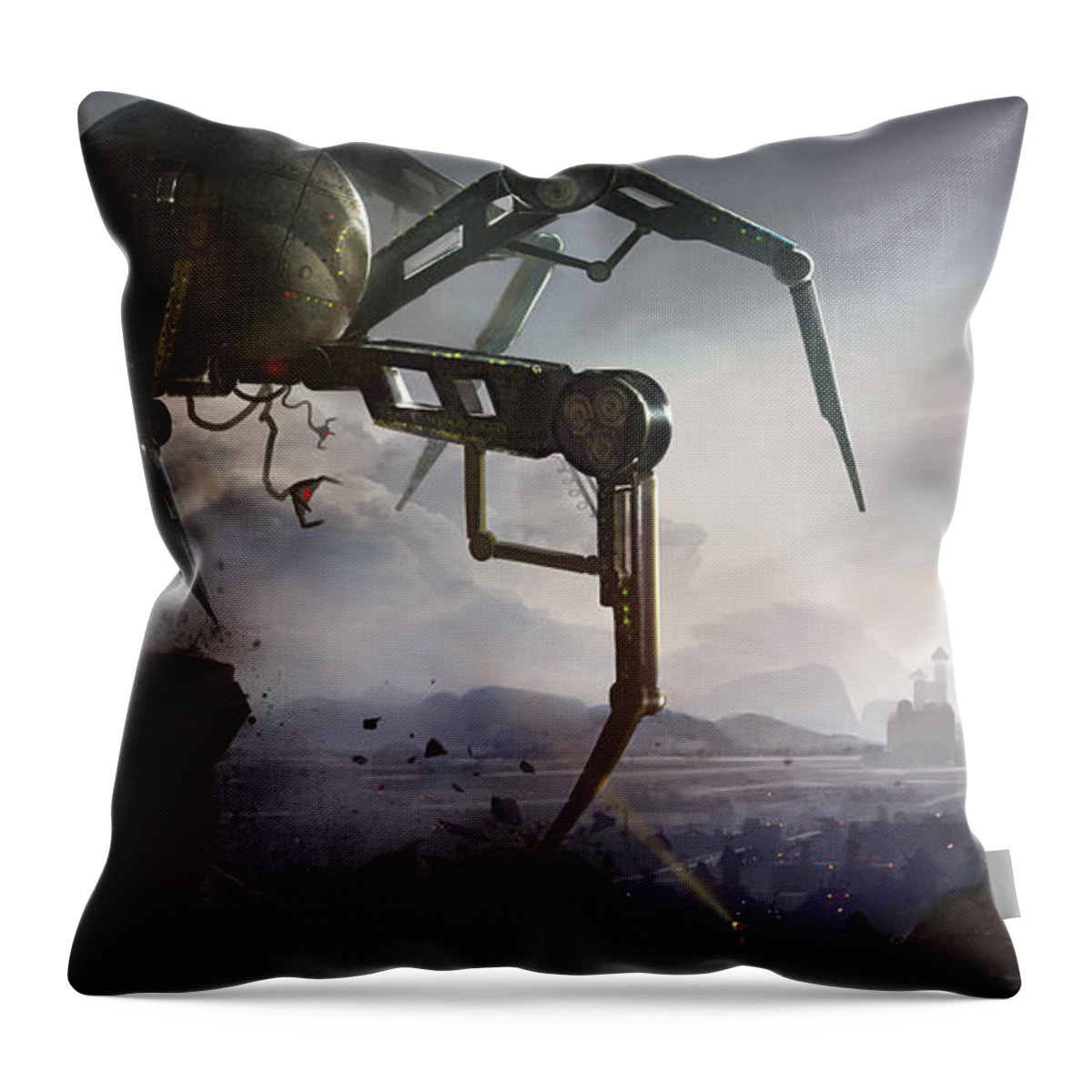 Steam Punk Throw Pillow featuring the digital art The Chase by Kristina Vardazaryan