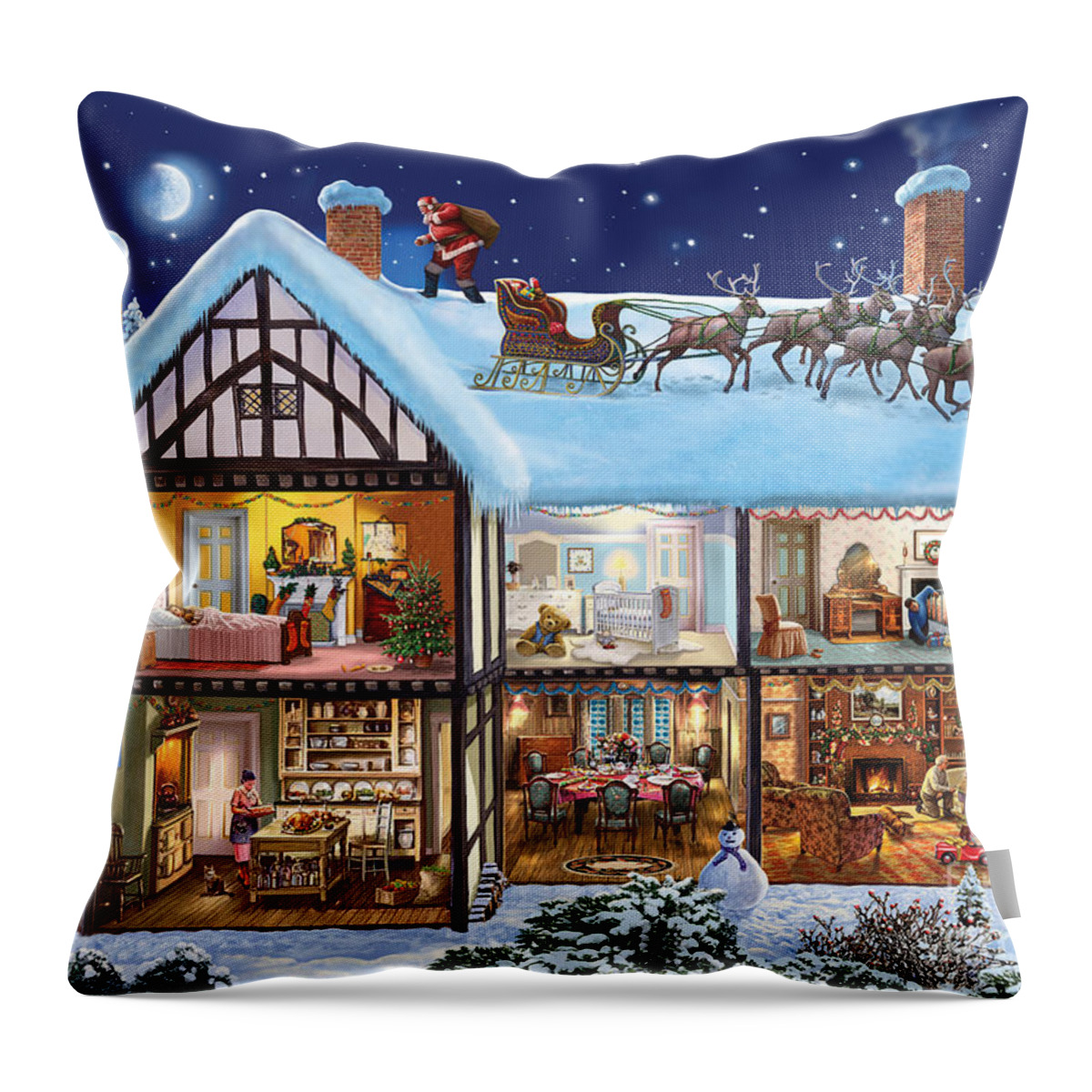 Christmas Throw Pillow featuring the digital art Christmas House by MGL Meiklejohn Graphics Licensing