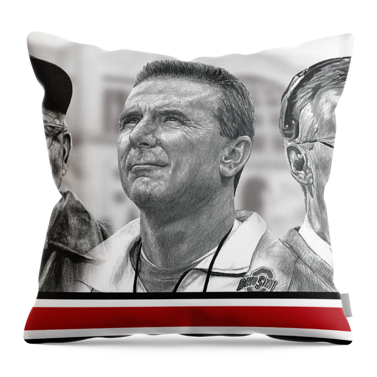 Ohio State Buckeyes Throw Pillow featuring the digital art The Coaches by Bobby Shaw