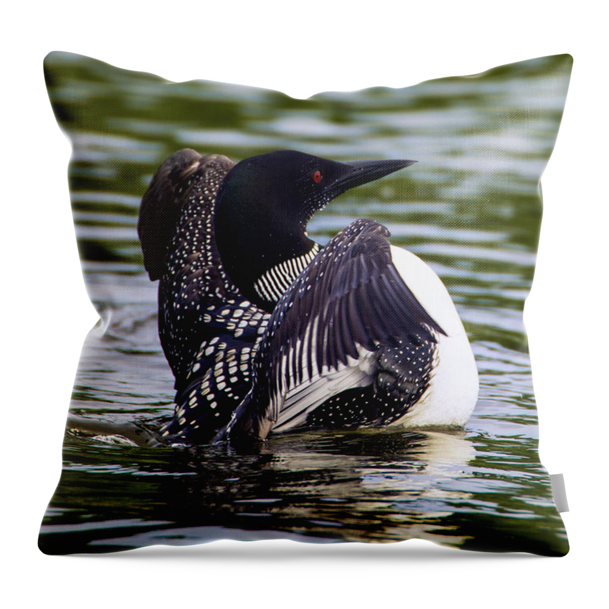 Bird Throw Pillow featuring the photograph The Common Loon by Bill and Linda Tiepelman