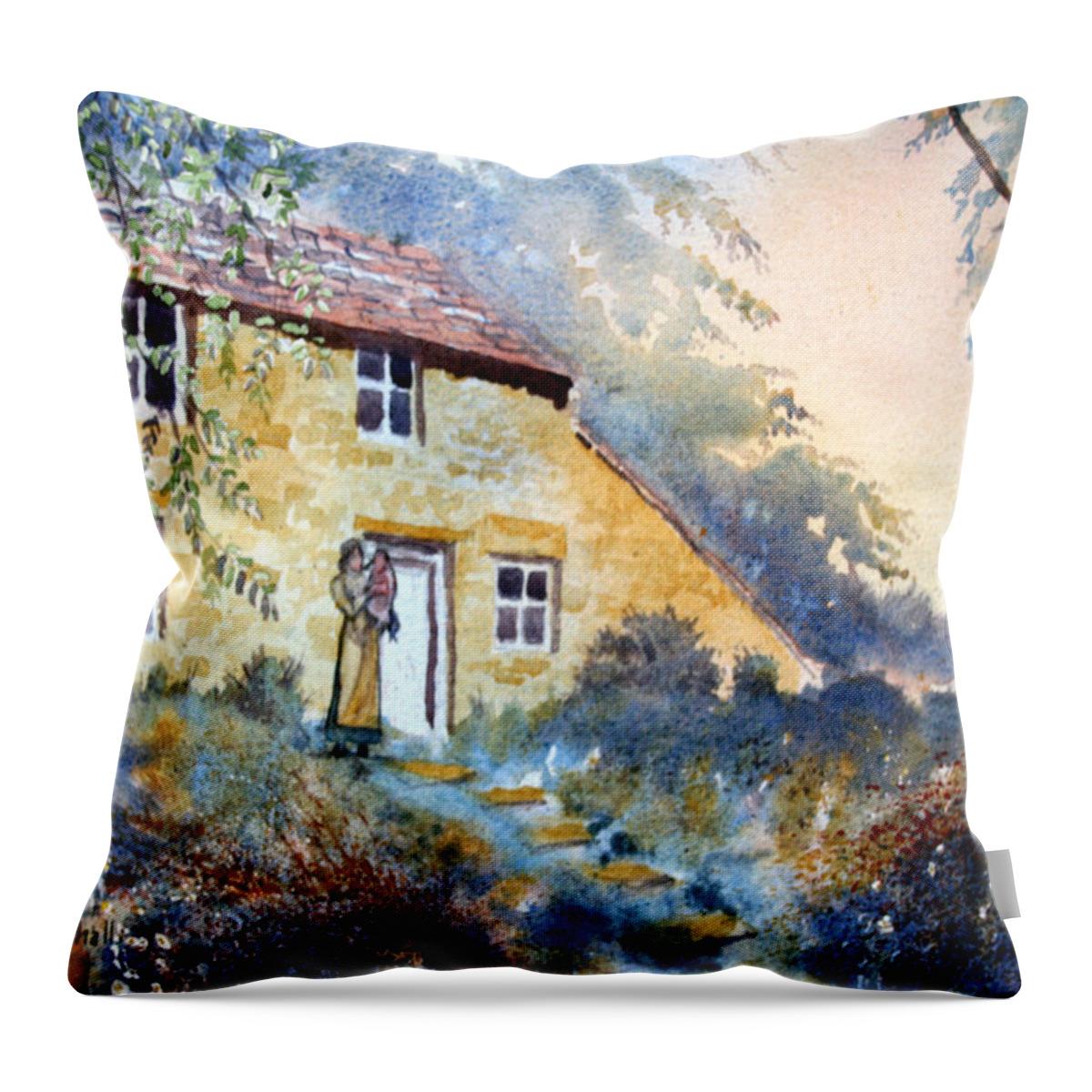 Landscape Throw Pillow featuring the painting The Dwelling at Hawnby by Glenn Marshall