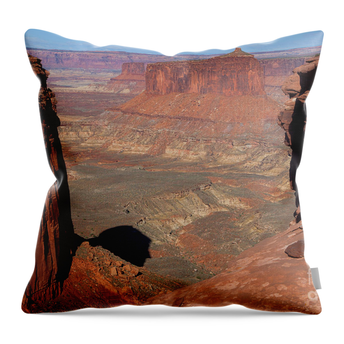 Canyonlands Throw Pillow featuring the photograph His Eye is on the Sparrow by Jim Garrison