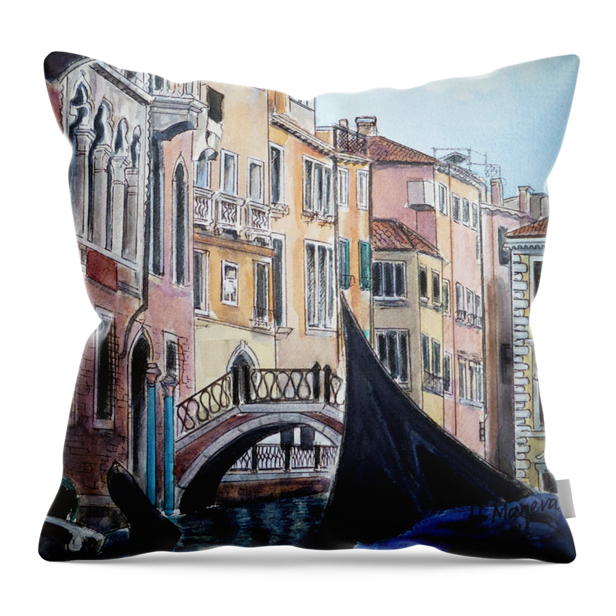 Venice Throw Pillow featuring the painting The Grand Canal by Henrieta Maneva