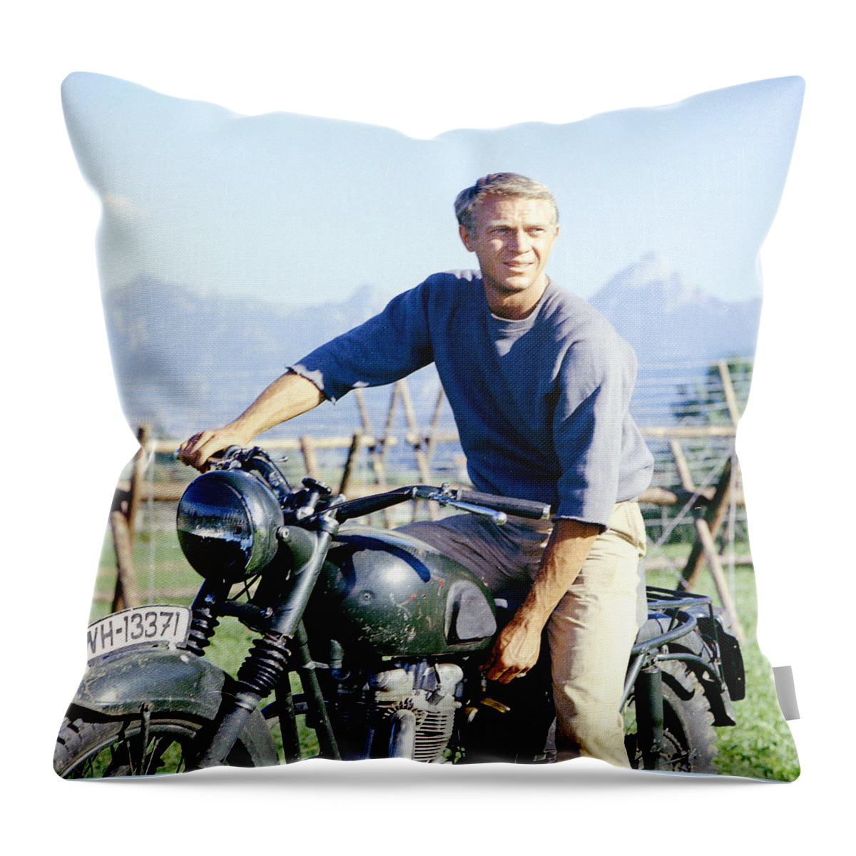 Steve Mcqueen Throw Pillow featuring the digital art The Great Escape by Georgia Fowler