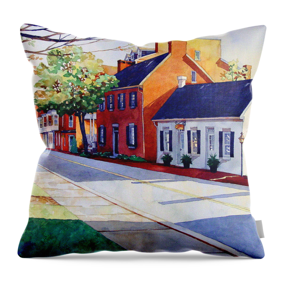 Early Morning Throw Pillow featuring the painting The Historic District by Mick Williams