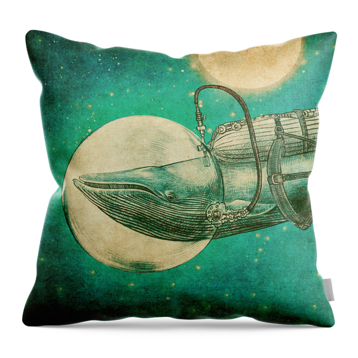 Whale Throw Pillow featuring the drawing The Journey by Eric Fan