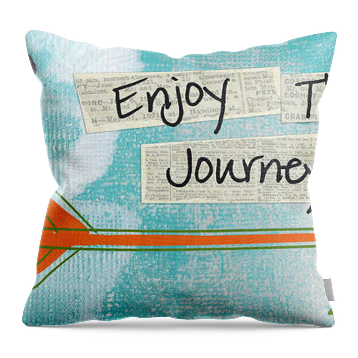 Arrow Throw Pillow featuring the painting The Journey by Linda Woods