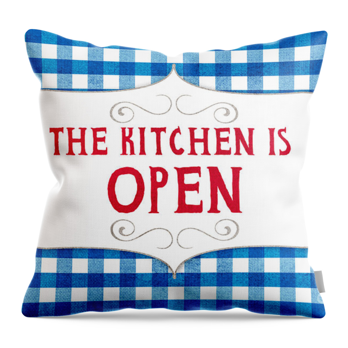 Kitchen Throw Pillow featuring the painting The Kitchen Is Open by Linda Woods