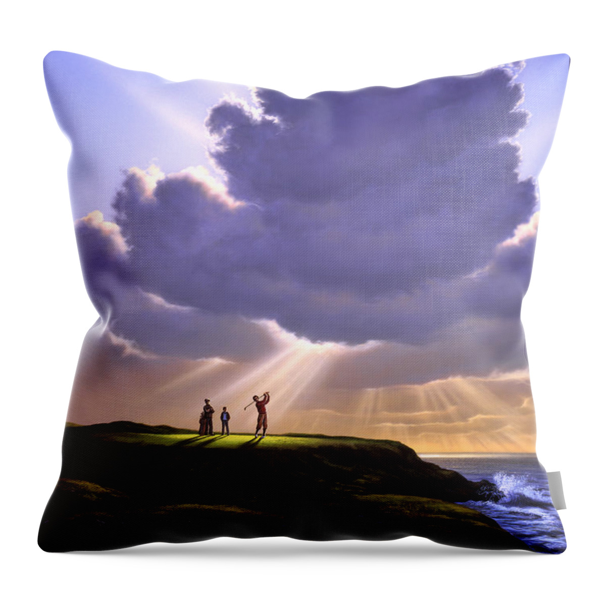 Golf Throw Pillow featuring the painting The Legend of Bagger Vance by Jerry LoFaro